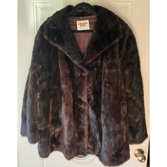 Vtg. Christa Furs St. Louis Dark Ranch Mink Fur Coat Swing Style Size 2X - Picture 1 of 9